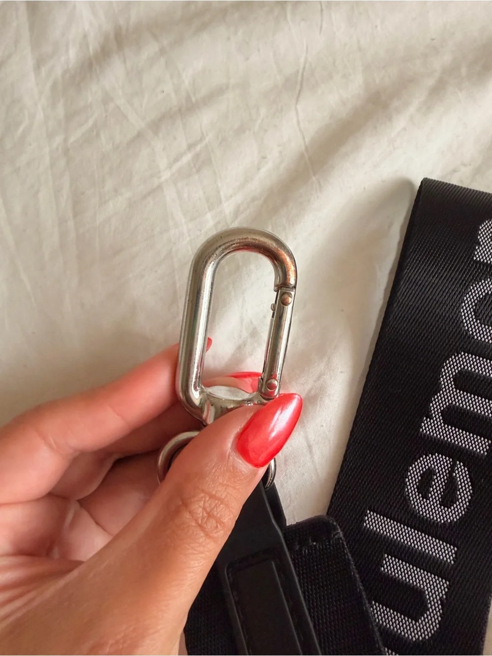 lululemon athletica Black and Gray Logo Key Lanyard
